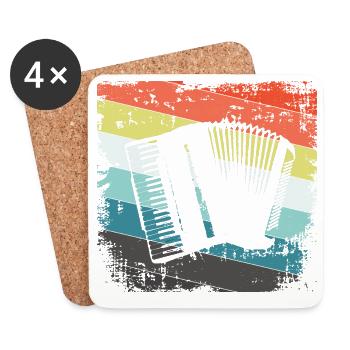 Accordion harmonica - Coasters (set of 4) - white - Front