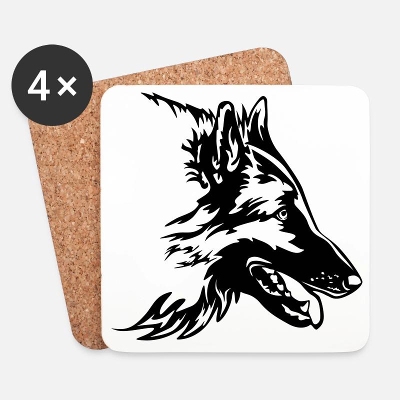 Tervuren Kopf - Untersetzer (4er-Set) - Weiß