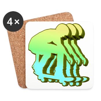 Skateboarder 3D - Untersetzer (4er-Set) - Weiß - Vorne