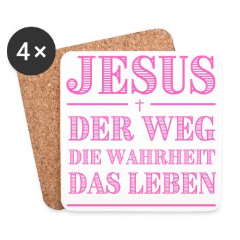 Jesus Weg Die Wahrheit Pink Typografie - Untersetzer (4er-Set) - Weiß - Vorne