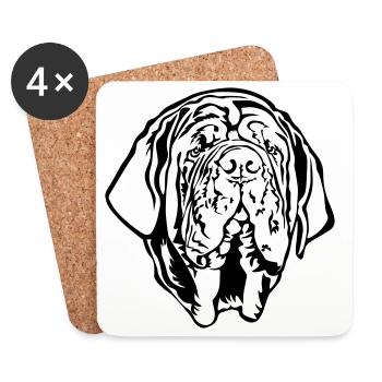 Mastino Napoletano Tête - Dessous de verre (lot de 4) - blanc - Devant