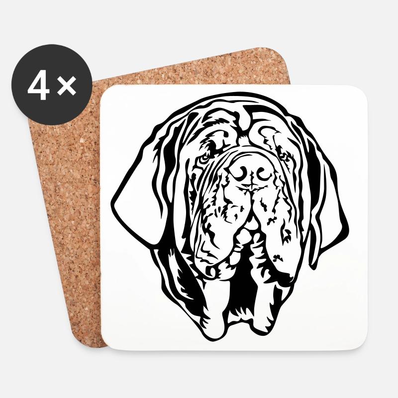 Mastino Napoletano Kopf - Untersetzer (4er-Set) - Weiß