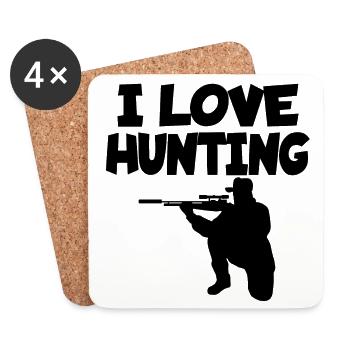 i love hunting, jagen, jäger, jagd, hunter - Untersetzer (4er-Set) - Weiß - Vorne