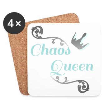 lustige sprücheshirts, chaosqueen, partnerlook - Untersetzer (4er-Set) - Weiß - Vorne