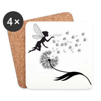 Feenflug-Silhouette mit Staub - Untersetzer (4er-Set) - Weiß - Vorne
