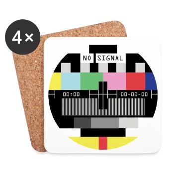 Test Pattern Pixel Art T-Shirt TV - Coasters (set of 4) - white - Front