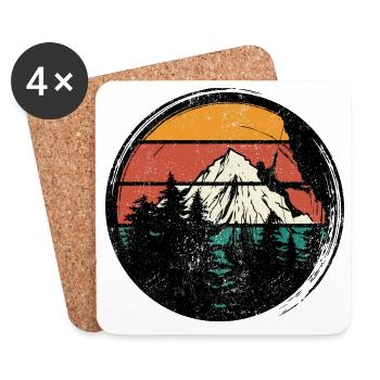 Retro Sunset Mountain Climb - Untersetzer (4er-Set) - Weiß - Vorne