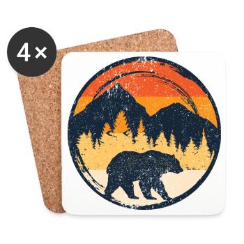 Bär bei Sonnenuntergang im Alpenkreis - Untersetzer (4er-Set) - Weiß - Vorne