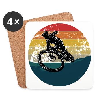 Radstunt im Retro MTB Downhill Mountainbike - Untersetzer (4er-Set) - Weiß - Vorne