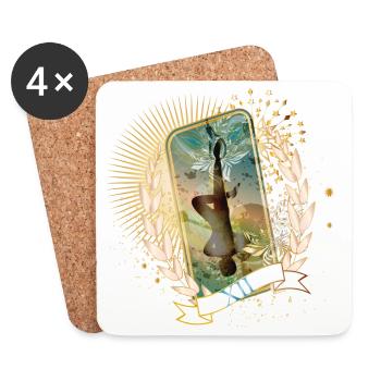 kunstvoll gestaltete Tarot Karte Der Gehängte - Untersetzer (4er-Set) - Weiß - Vorne
