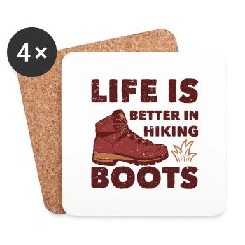 La vie est meilleure en chaussures de randonnée en disant - Dessous de verre (lot de 4) - blanc - Devant