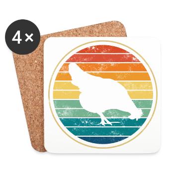 Poulet poules - Dessous de verre (lot de 4) - blanc - Devant