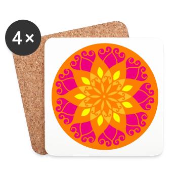 Yoga Mandala Meditation Kreis Indien farbenfroh om - Untersetzer (4er-Set) - Weiß - Vorne