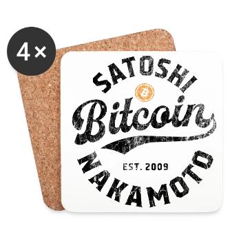 Bitcoin Satoshi Nakamoto - Untersetzer (4er-Set) - Weiß - Vorne