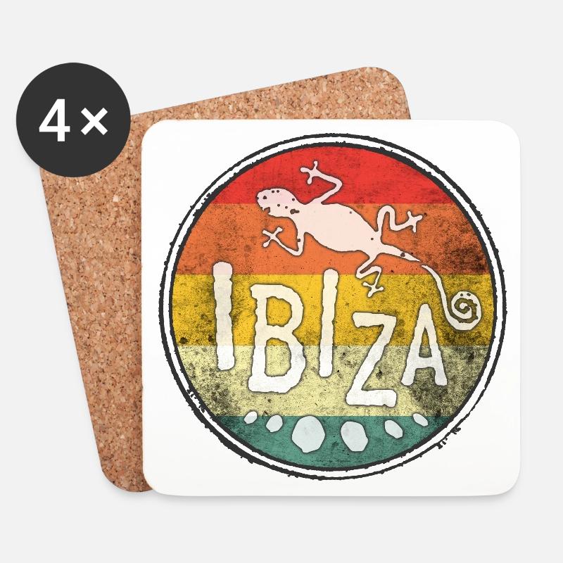 Ibiza Gecko Retro Vintage Design - Untersetzer (4er-Set) - Weiß