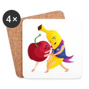 Church Banana Dancing KIBA Funny Shirt - Coasters (set of 4) - white - Front