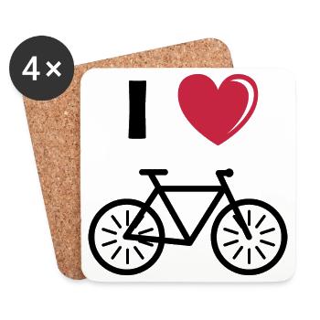 i love bycycles bike love heart wheel icon icon - Coasters (set of 4) - white - Front