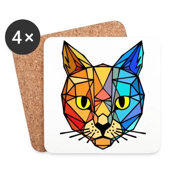 Tigre animal - Dessous de verre (lot de 4) - blanc - Devant