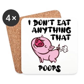Pig Vegan Statement - Coasters (set of 4) - white - Front