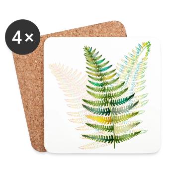 filigranes Trio de fougères de couleurs vives délicates - Dessous de verre (lot de 4) - blanc - Devant