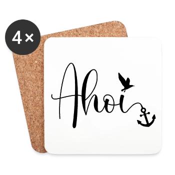 Ahoi Coast North Sea Gull Anchor - Coasters (set of 4) - white - Front