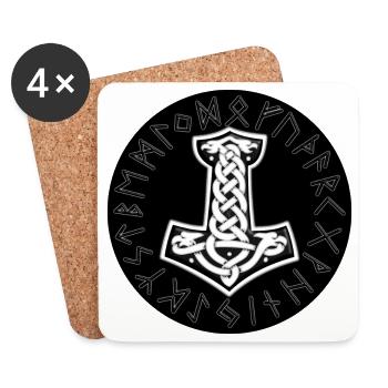 Mjölnir Celtique Nœud Runique - Dessous de verre (lot de 4) - blanc - Devant