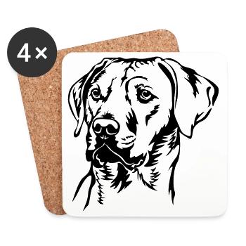Rhodesian Ridgeback tête - Dessous de verre (lot de 4) - blanc - Devant