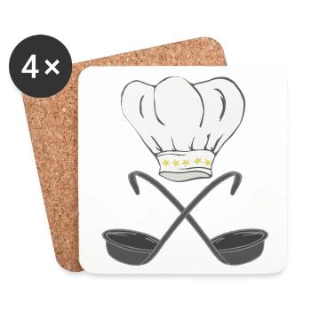 Chef's hat with soup ladles, cooking - Coasters (set of 4) - white - Front