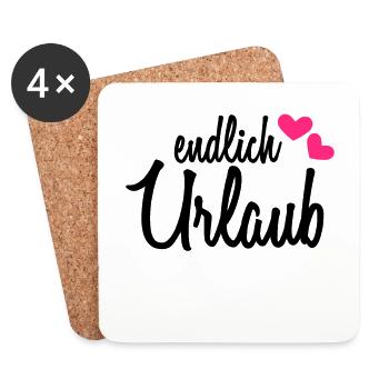 Endlich Urlaub - Untersetzer (4er-Set) - Weiß - Vorne