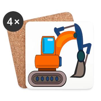 BAUSTELLE BAGGER KINDER BAGGERN - Untersetzer (4er-Set) - Weiß - Vorne