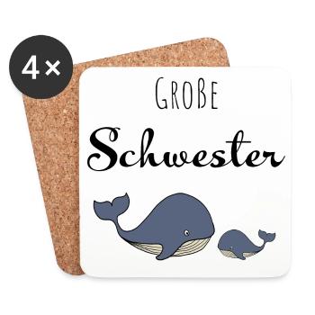 Große Schwester Wal - Untersetzer (4er-Set) - Weiß - Vorne