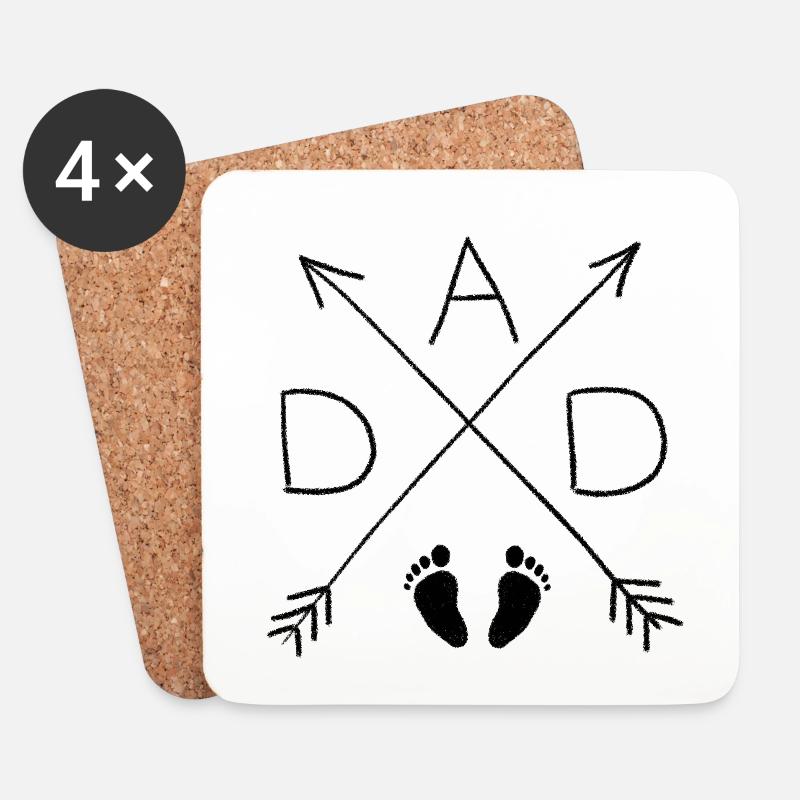 Dad Papa Vater Babyfüße - Untersetzer (4er-Set) - Weiß