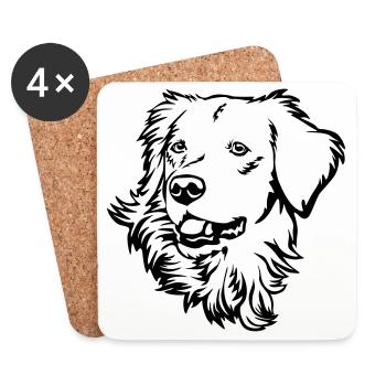Golden Retriever Head - Coasters (set of 4) - white - Front