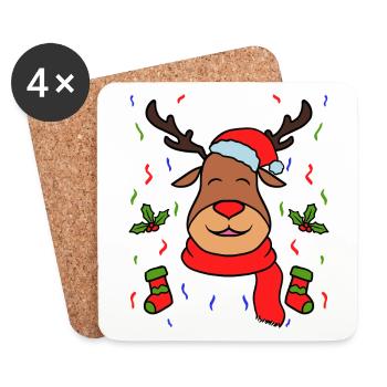 Rennais Noël décorations - Dessous de verre (lot de 4) - blanc - Devant