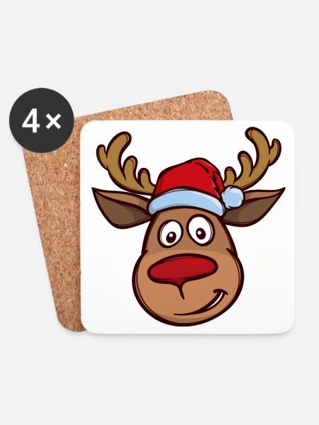 Weihnachten Rentier Gesicht - Untersetzer (4er-Set) - Weiß