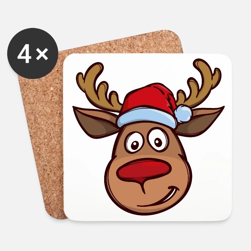 Weihnachten Rentier Gesicht - Untersetzer (4er-Set) - Weiß