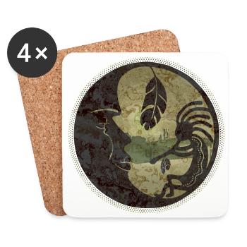 Kokopelli plays for the moon feather 2 - Untersetzer (4er-Set) - Weiß - Vorne