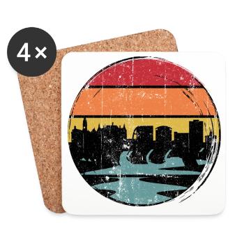 Sonnenuntergang Skyline Silhouette - Untersetzer (4er-Set) - Weiß - Vorne