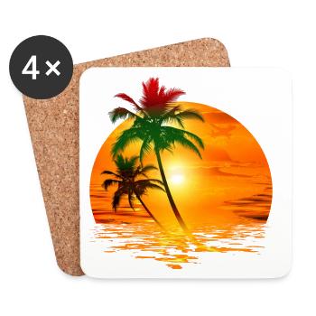 Travel Exotic Palmen Sonne - Untersetzer (4er-Set) - Weiß - Vorne