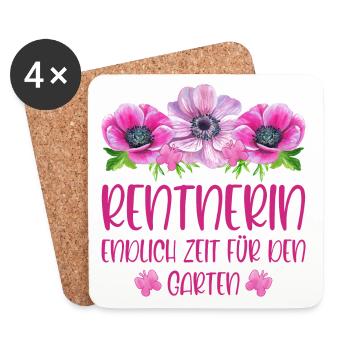 Rentnerin Rente Blumen Endlich Zeit für den Garten - Untersetzer (4er-Set) - Weiß - Vorne
