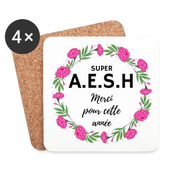 super AESH A.E.S.H. Merci pour cette année fleurs - Dessous de verre (lot de 4) - blanc - Devant