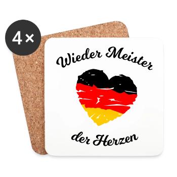 Fußball Deutscher Meister der Herzen - Untersetzer (4er-Set) - Weiß - Vorne