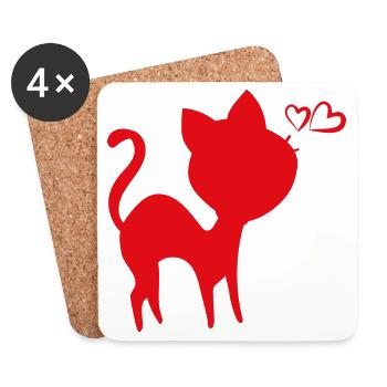 cat - Untersetzer (4er-Set) - Weiß - Vorne