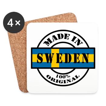 MADE IN SWEDEN, Schweden, Schwedisch, Skandinavien - Untersetzer (4er-Set) - Weiß - Vorne
