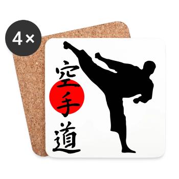 Karate Yokogeri with lettering - Coasters (set of 4) - white - Front