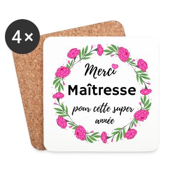 Merci maitresse pour cette super année cadeau fin - Dessous de verre (lot de 4) - blanc - Devant