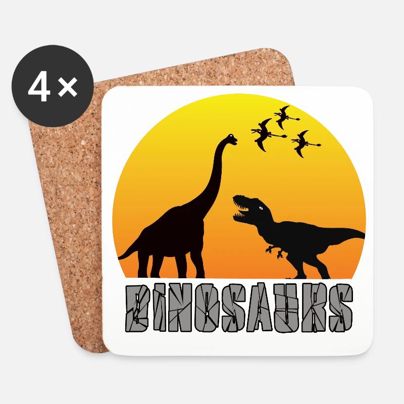 Dinosaurier - Untersetzer (4er-Set) - Weiß