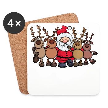 Xmas Weihnachten Weihnachtsmann Hirsch - Untersetzer (4er-Set) - Weiß - Vorne