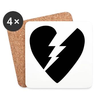 Black Broken Heart - Coasters (set of 4) - white - Front