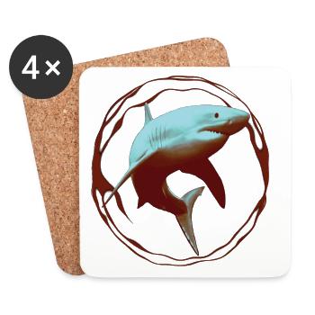 Great White Shark - Coasters (set of 4) - white - Front